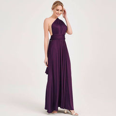 Dark Purple Wrap-around Bridesmaid Dresses Endless Way Convertible Maxi Dress - RongMoon