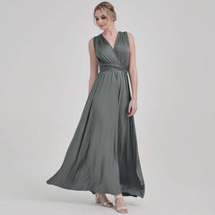 Grey Multi Convertible Versatile Wedding Bridesmaid Dresses - RongMoon