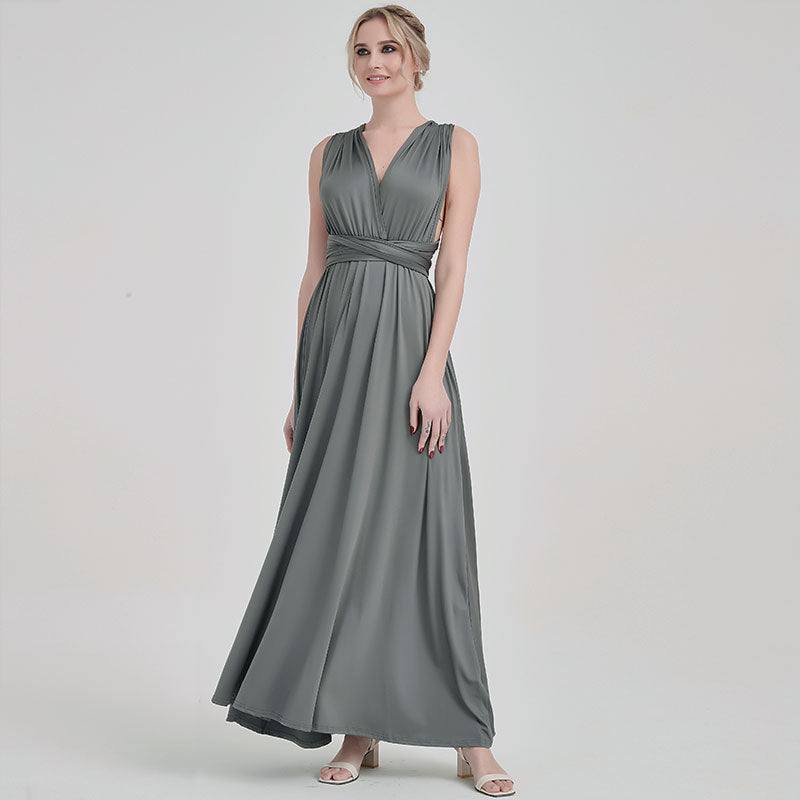 Grey Multi Convertible Versatile Wedding Bridesmaid Dresses - RongMoon