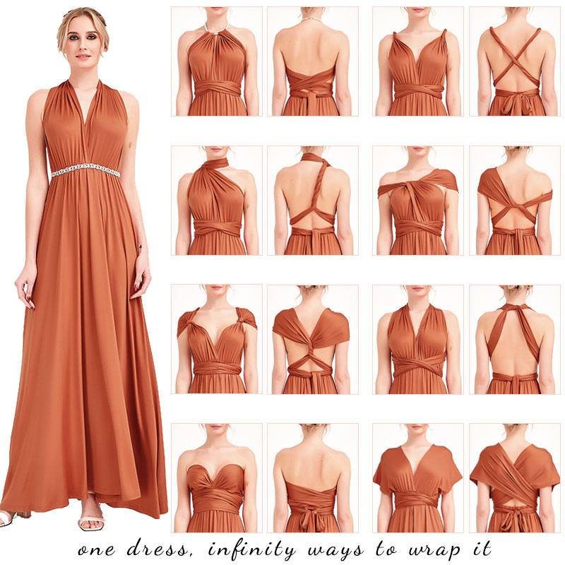 [Final Sale] Rust Infinity Wrap Gown Endless Ways Bridesmaid Dress - RongMoon