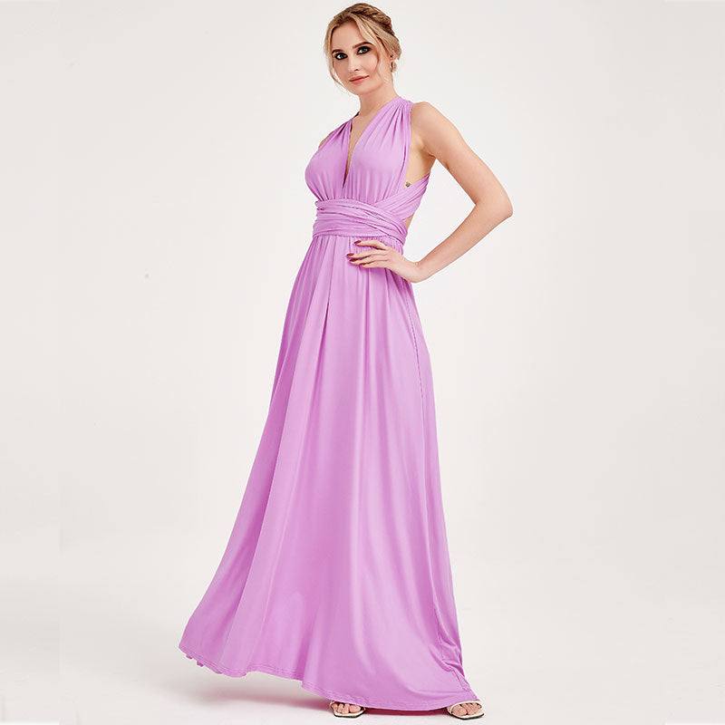 Lilac Wrap Around Bridesmaid Dresses Endless Way Convertible Maxi Dress - RongMoon