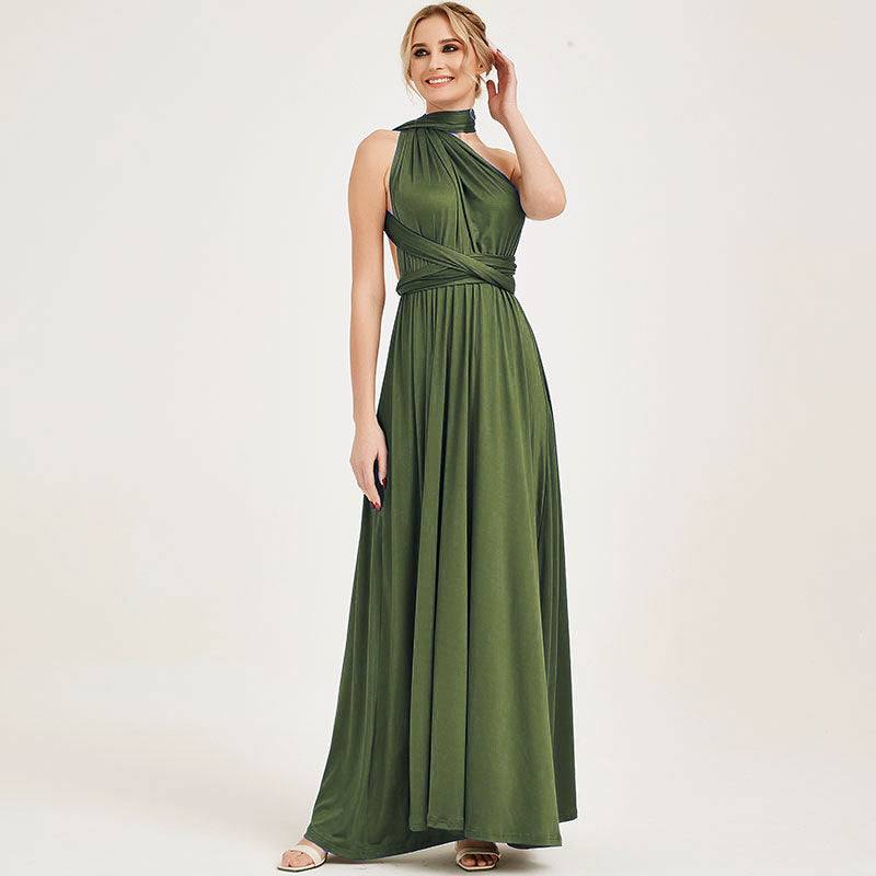 Olive Green Endless Ways Convertible Beach Wedding Bridesmaid Dresses - RongMoon