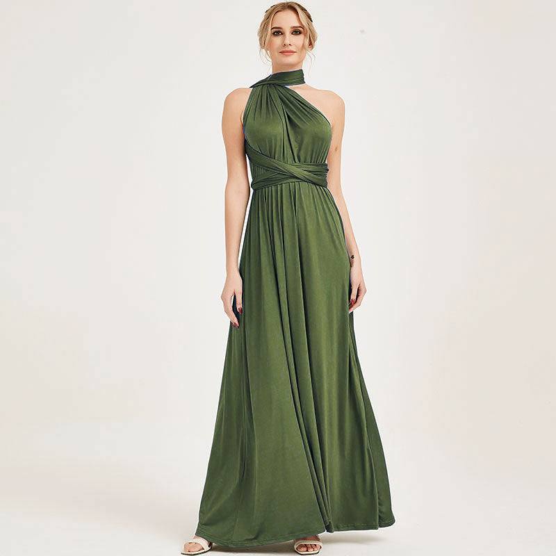 Olive Green Endless Ways Convertible Beach Wedding Bridesmaid Dresses - RongMoon