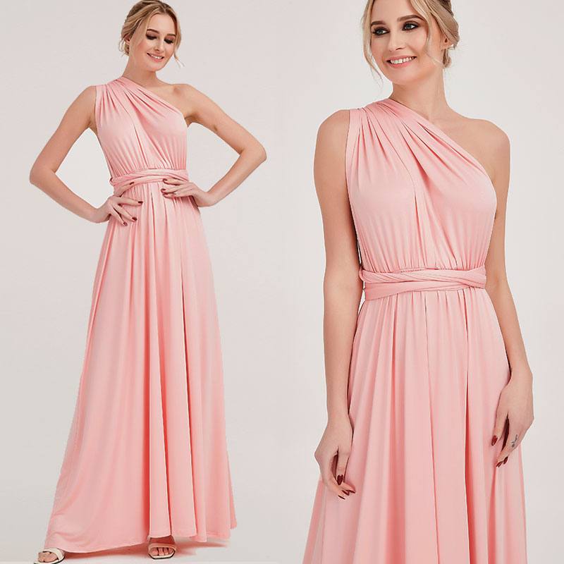 Pink Endless Way Convertible Maxi Dress Infinity Wrap Bridesmaid Dresses - RongMoon