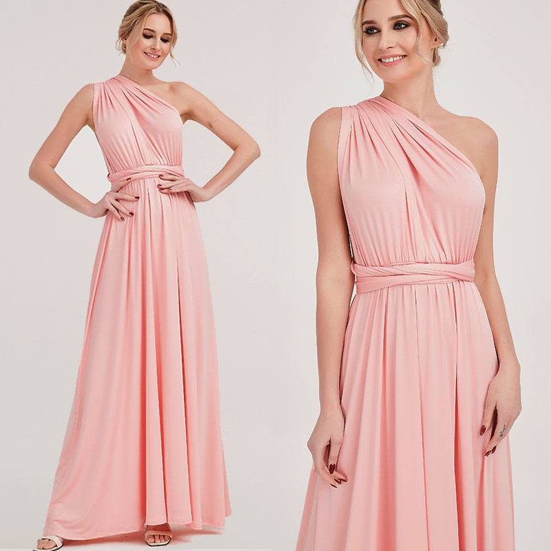 Pink Infinity Wrap Endless Way Convertible Maxi Dress - RongMoon