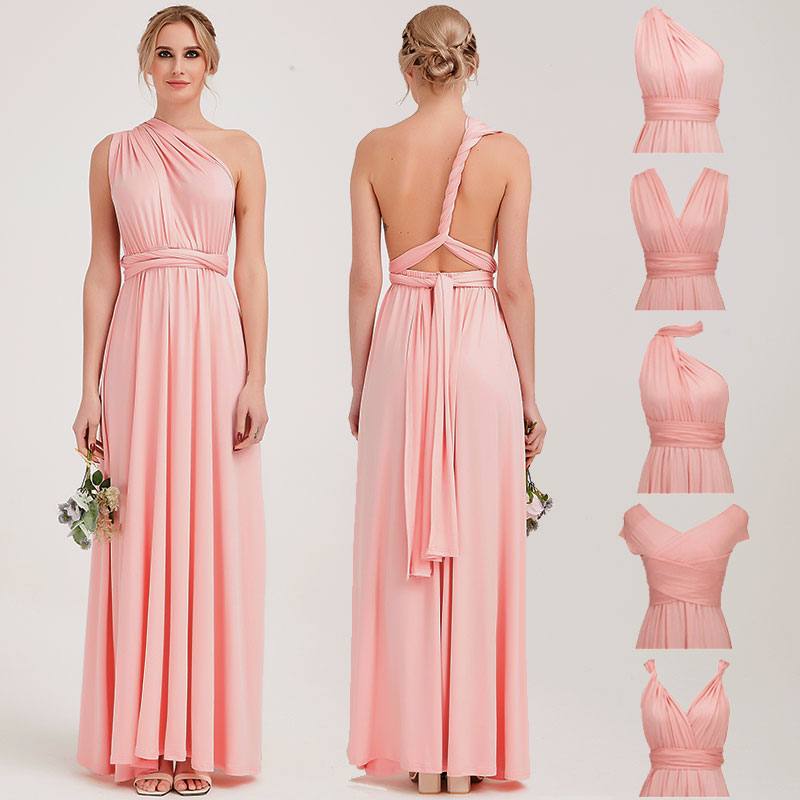 Pink Infinity Wrap Endless Way Convertible Maxi Dress - RongMoon