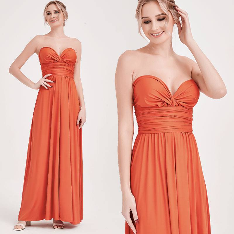 [Final Sale] Rust Infinity Wrap Gown Endless Ways Bridesmaid Dress - RongMoon