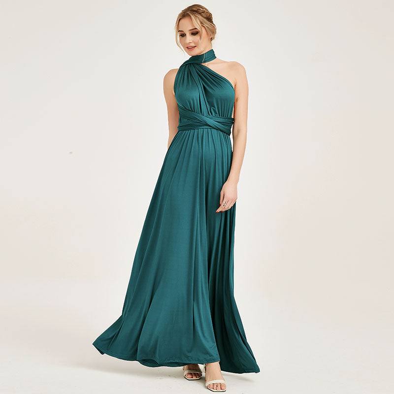 Teal Stretchy Infinity Wrap Gown Bridesmaid Maxi Dresses - RongMoon