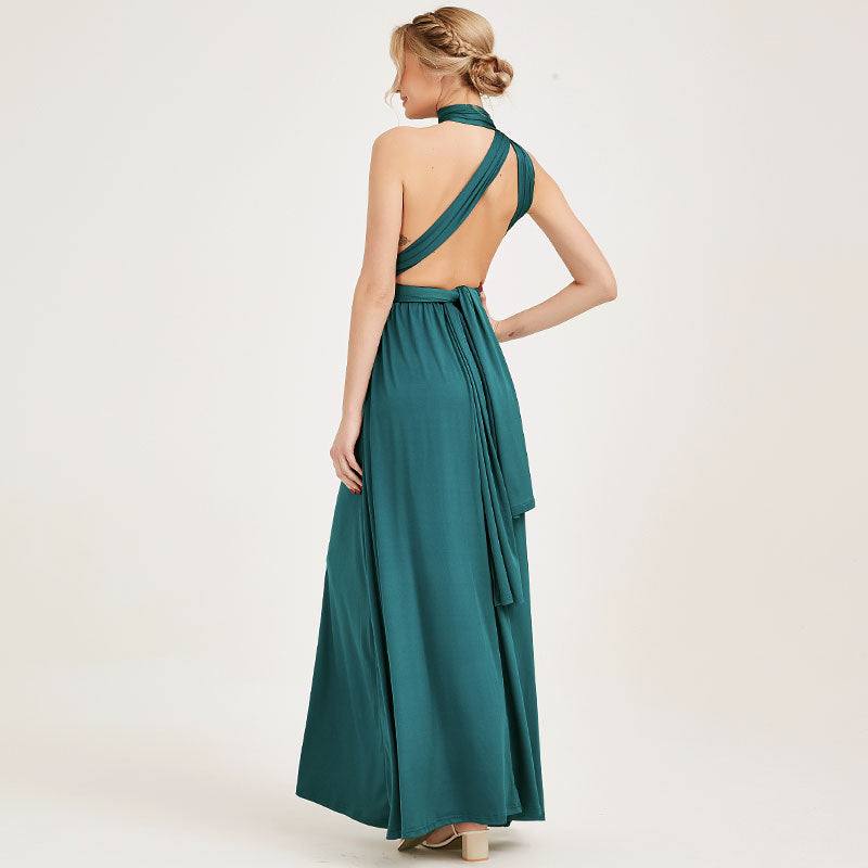 Teal Stretchy Infinity Wrap Gown Bridesmaid Maxi Dresses - RongMoon