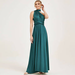Teal Stretchy Infinity Wrap Gown Bridesmaid Maxi Dresses - RongMoon