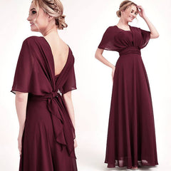 Burgundy CONVERTIBLE Chiffon Bridesmaid Dress-CHRIS - RongMoon