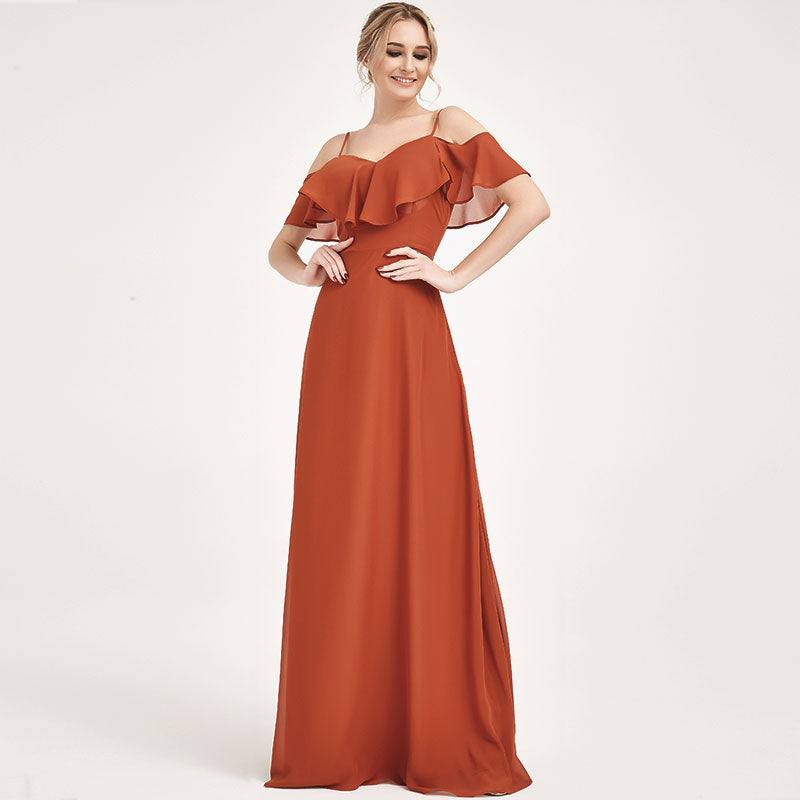 Burnt Orange CONVERTIBLE Bridesmaid Dress-ZOLA - RongMoon