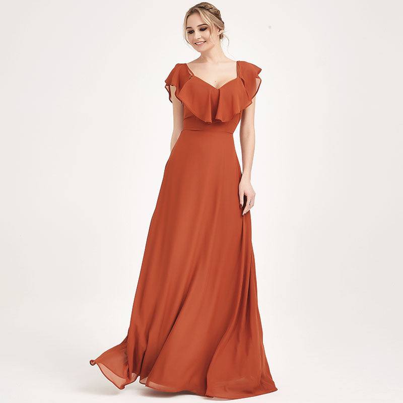 Burnt Orange CONVERTIBLE Bridesmaid Dress-ZOLA - RongMoon