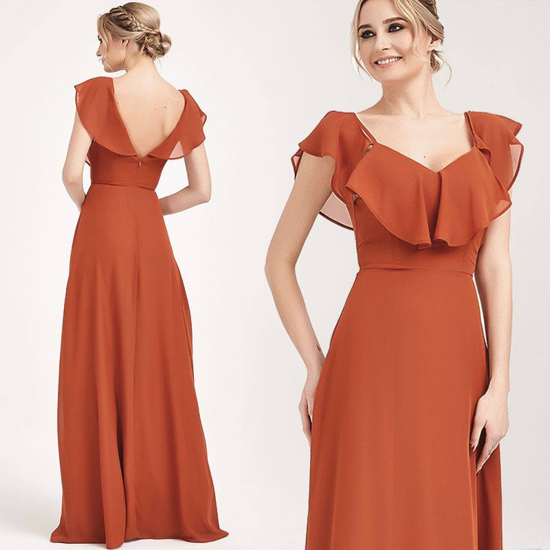 Burnt Orange CONVERTIBLE Bridesmaid Dress-ZOLA - RongMoon