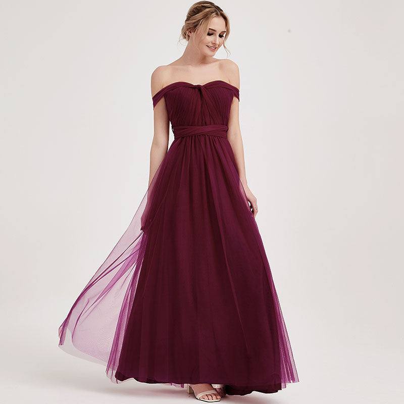 Burgundy MULTI WAY Sweetheart Tulle Bridesmaid Dress-ALICE - RongMoon