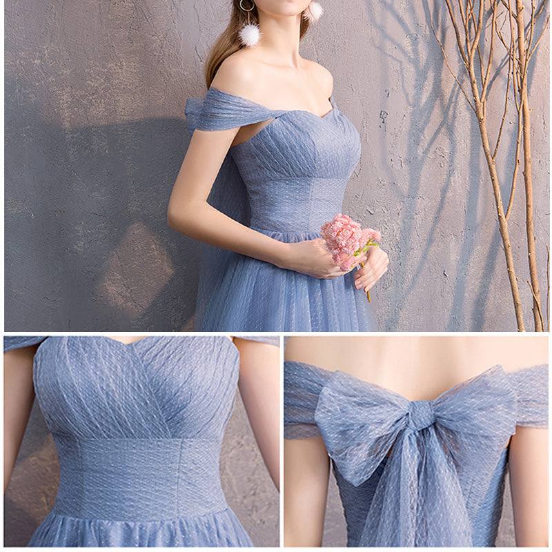 Illusion Sweetheart Off Shoulder Multi Ways Dusty Blue Bridesmaid Dresses - RongMoon