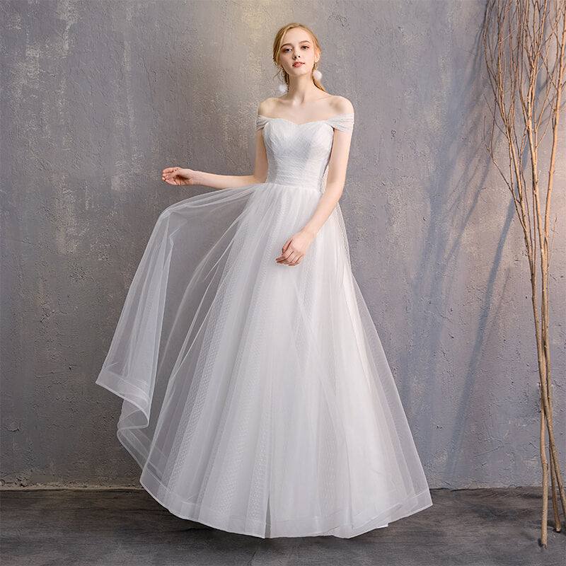 White Convertible Soft Tulle Bow Tie Bridal Dress Bridesmaid Dresses - RongMoon