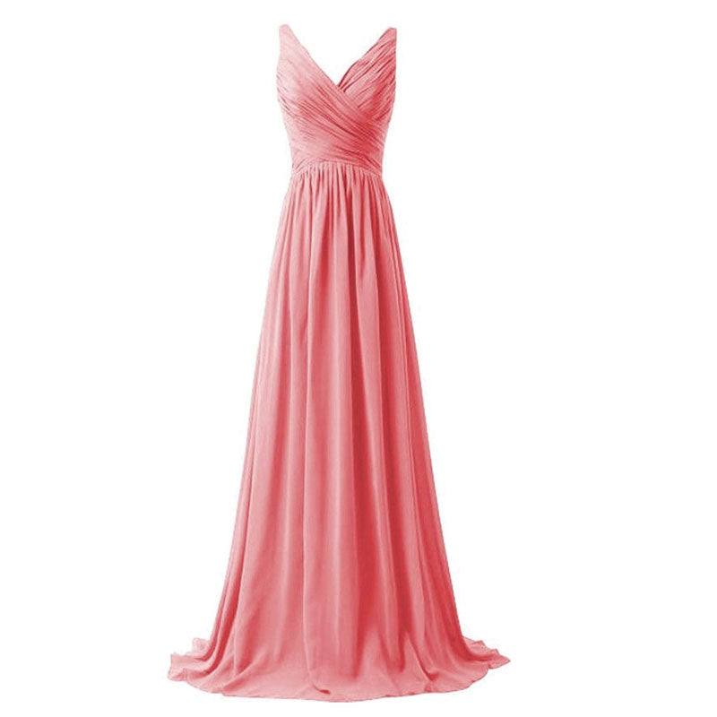 [Special Color] Sleeveless V-neckline Chiffon Bridesmaid Dress-Flori - RongMoon