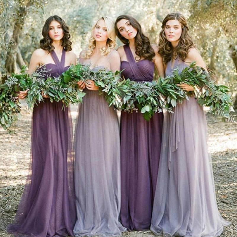 Dark Purple MULTI WAY Sweetheart Tulle Bridesmaid Dress-ALICE - RongMoon