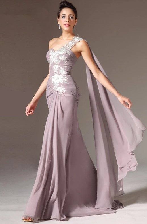 One-shoulder Evening Dresses Mermaid Chiffon Lace Beaded Long Formal Party Evening Gown Prom Dresses Robe De Soiree - RongMoon