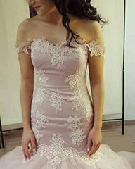 Off The Shoulder Mermaid Prom Dresses Lace Appliques