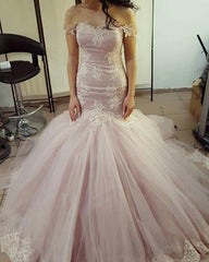 Off The Shoulder Mermaid Prom Dresses Lace Appliques