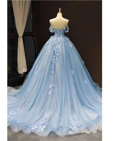 Tulle Ball Gown Dresses Off Shoulder Lace Embroidery - RongMoon