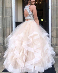 Two Piece Prom Dresses Ruffles Ball Gown - RongMoon