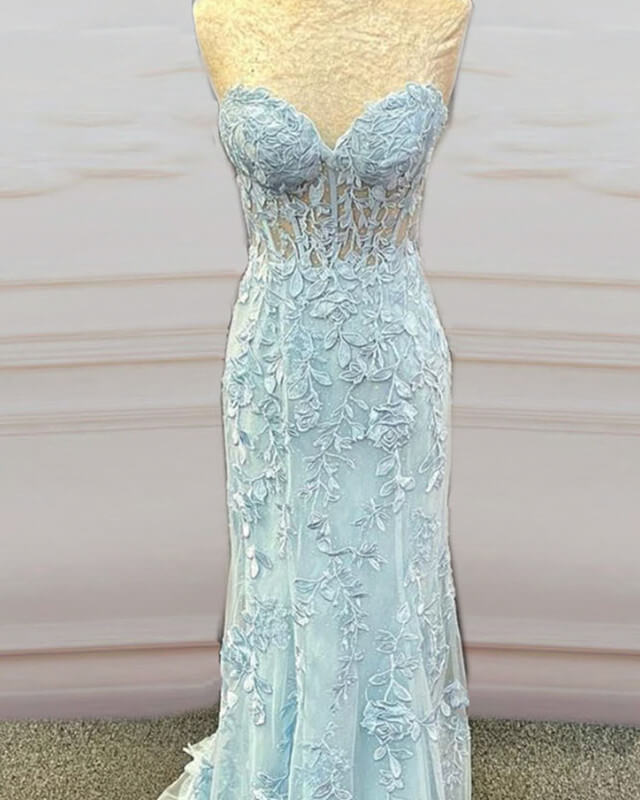 Mermaid Bay Blue Lace Corset Dress