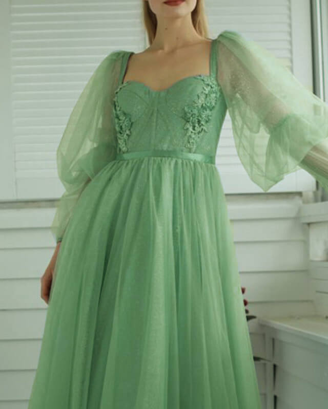 Light Green Tulle Cottagecore Corset Dress
