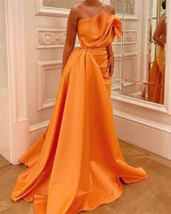 Mermaid Orange Satin Strapless Dress - RongMoon