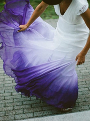 Robes de mariée colorées, robe de mariée violette et blanche, robe de mariée Ombre robe de bal cg11274