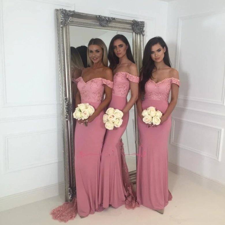 Backless Bridesmaid Dresses For Women Mermaid Off The Shoulder Lace Beaded Long Cheap Under 50 Wedding Party Dresses - RongMoon