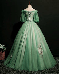 Sage Green Tulle Cottagecore Dress Puffy Sleeves