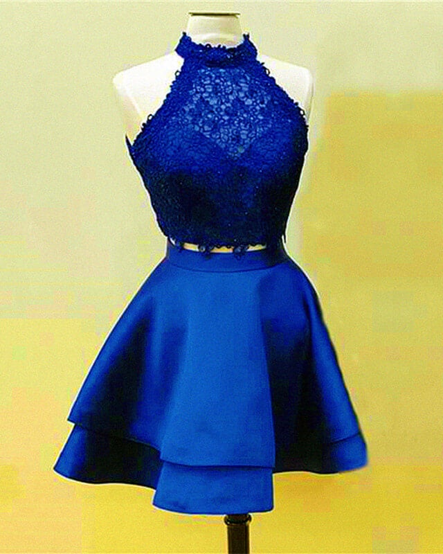 Short Two Piece Prom Dress Halter