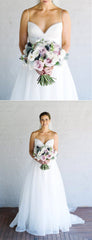 Simple Tulle Spaghetti Strap A-line Cheap Wedding Dresses,DB0174