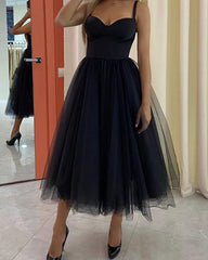 Sweetheart Corset Tea Length Party Dresses For Wedding Guest