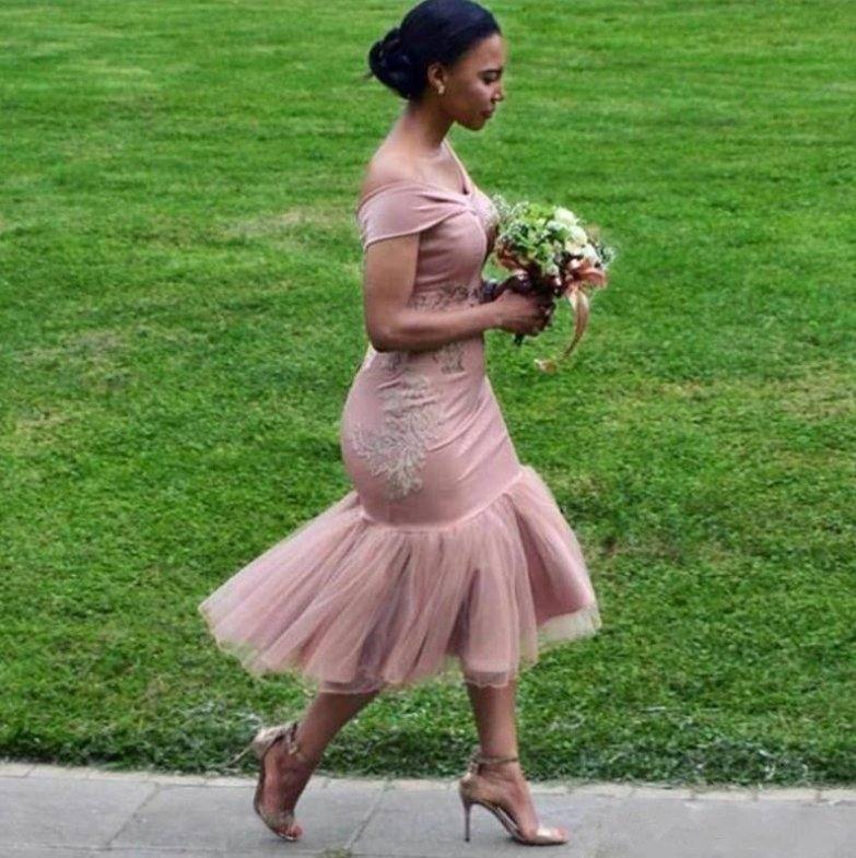 South African Bridesmaid Dresses For Women Mermaid Off The Shoulder Tulle Lace Short Cheap Under 50 Wedding Party Dresses - RongMoon
