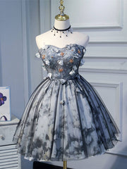 Black Short Prom Dresses, Black Cute Puffy Homecoming Dresses - RongMoon