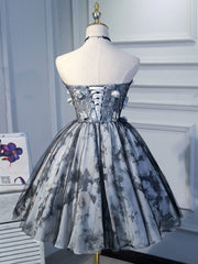 Black Short Prom Dresses, Black Cute Puffy Homecoming Dresses - RongMoon