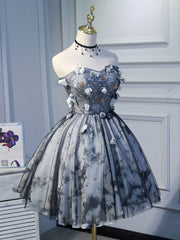 Black Short Prom Dresses, Black Cute Puffy Homecoming Dresses - RongMoon