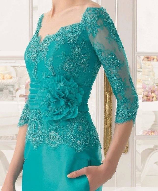 Mint Green Mother Of The Bride Dresses Sheath 3/4 Sleeves Appliques Beaded Long Wedding Party Dress Mother Dress - RongMoon