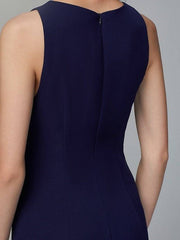 A-Line Jewel Neck Asymmetrical Chiffon Bridesmaid Dress with Ruffles / Split Front - RongMoon