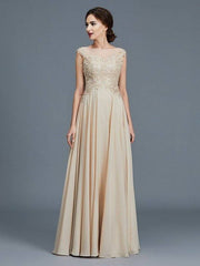 A-Line/Princess Scoop Sleeveless Ruffles Chiffon Floor-Length Mother of the Bride Dresses - RongMoon