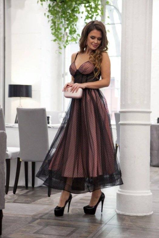 Polka-Dots Prom Ankle Length Spaghetti Straps Elegant A-Line Party Evening Dresses Tulle Sweetheart Wedding Party Dress - RongMoon