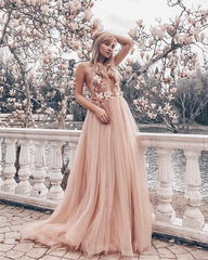 Tulle Boho Wedding Dress Plunge Neck Floral Flowers