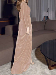 Sheath / Column Minimalist Vintage Wedding Guest Formal Evening Dress V Neck Long Sleeve - RongMoon