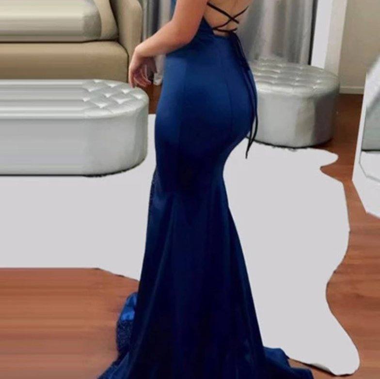 Blue Robe De Soiree Mermaid Halter Appliques Elegant Backless Sexy Long Prom Dresses Prom Gown Evening Dresses - RongMoon