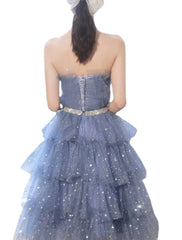 A-Line Bridesmaid Dress Strapless Sleeveless Elegant Knee Length Tulle / Sequined with Sash / Ribbon / Sequin - RongMoon