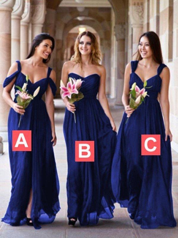A-Line/Princess Chiffon Floor-Length Sleeveless Bridesmaid Dresses - RongMoon